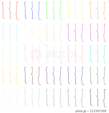 手描きの中括弧　25色セット 113307309