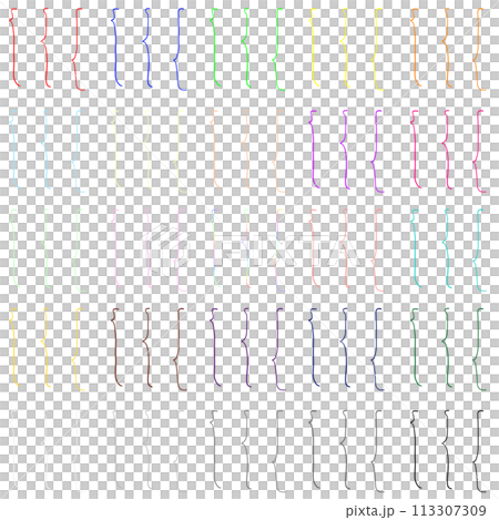 手描きの中括弧　25色セット 113307309