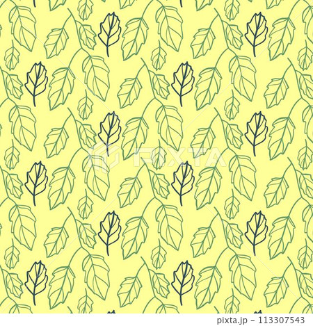 Seamless linear leaves pattern. Vector illustration Seamless linear leaves pattern. Vector illustration 113307543