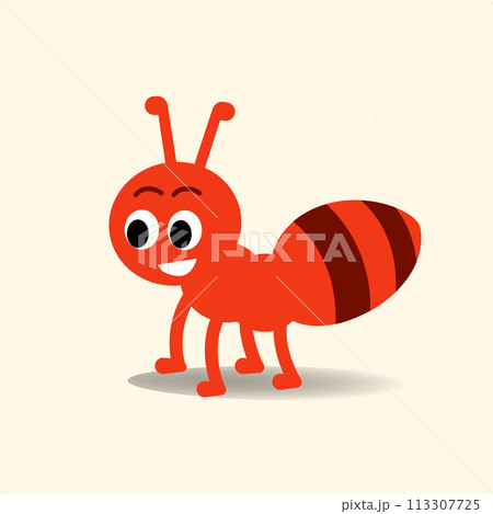 Cute Ant cartoon vector illustration.Happy red ant character doodle flat style 113307725