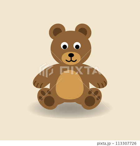 Cute Bear cartoon. vector illustration.Baby brown bear sitting with yellow background.Alphabet animal concept 113307726