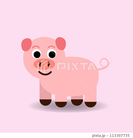 Pink Pig farm animal cartoon. vector illustration.Baby Pigs oink.Alphabet animal concept Pink Pig farm animal cartoon. vector illustration.Baby Pigs oink.Alphabet animal concept 113307735