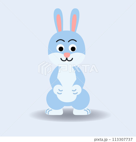 Blue rabbit cartoon.Alphabet animal concept 113307737