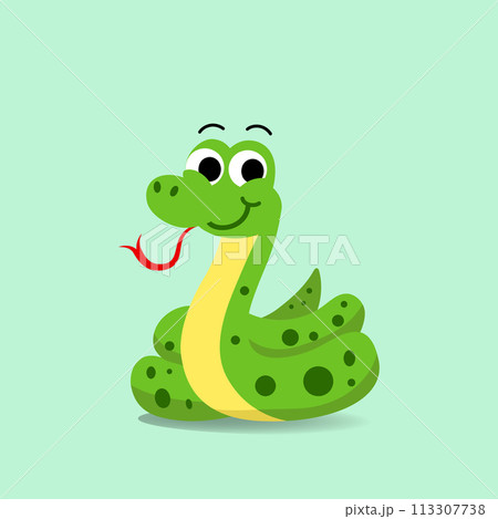 Cute cartoon Snake Vector illustration.Baby green snake 113307738