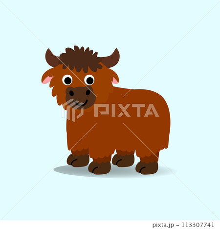 Brown yak vector illustration.Happy yak cartoon 113307741