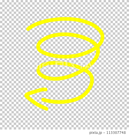 Hand-drawn spiral arrow yellow 113307748