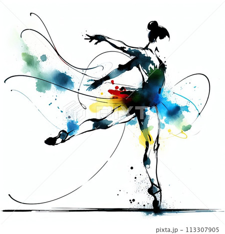 Athletics in watercolor paint illustration with Generative AI. 113307905