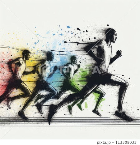 Athletics in watercolor paint illustration with Generative AI. Athletics in watercolor paint illustration with Generative AI. 113308033