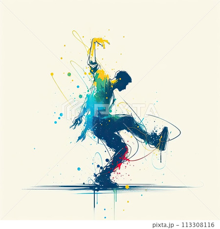 dancer hip hop, breakdance drawing isolated with Generative AI. dancer hip hop, breakdance drawing isolated with Generative AI. 113308116