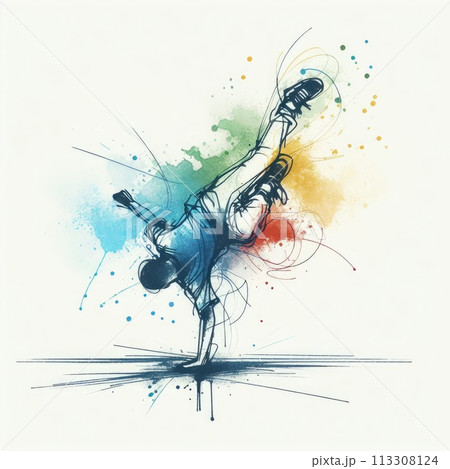 dancer hip hop, breakdance drawing isolated with Generative AI. dancer hip hop, breakdance drawing isolated with Generative AI. 113308124