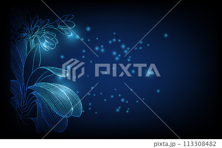 Banner with blue growing flowers. Low poly style design. minimalist flowers for decoration, digital business concept, futuristic digital innovation background vector illustration. 113308482