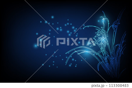 Banner with blue growing flowers. Low poly style design. minimalist flowers for decoration, digital business concept, futuristic digital innovation background vector illustration. 113308483