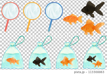 金魚すくいのイラストセット 113308863