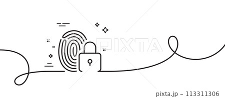 Lock line icon. Continuous one line with curl....のイラスト素材 [113311306 ...