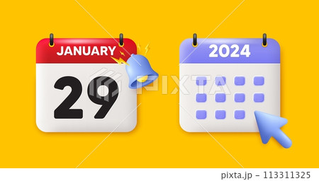 29th day of the month icon. Calendar date 3d icon. Event schedule date. Meeting appointment time. 29th day of January month. Calendar event reminder date. Vector 113311325