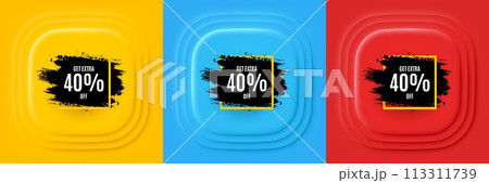 Get 40 percent off paint brush banner. Neumorphic offer banner, flyer or poster. Discount square frame. Sale tag icon. Sale frame promo event banner. 3d square buttons. Special deal coupon. Vector Get 40 percent off paint brush banner. Neumorphic offer banner, flyer or poster. Discount square frame. Sale tag icon. Sale frame promo event banner. 3d square buttons. Special deal coupon. Vector 113311739