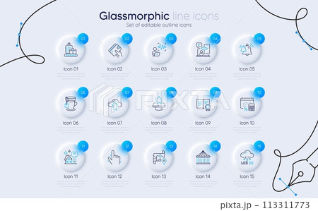 Set of Cursor, Cloud upload and Annual tax line icons for web app. Buying house, Map, Wallet icons. Certificate, Web3, Winner podium signs. Baggage belt, Phone timing, Carousels. Tea. Vector 113311773