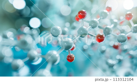 各種医薬品カプセルの接写、医療コンセプト。複雑な分子結合、生物医学のテーマ 113312104