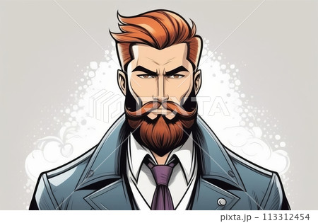 Illustration of a man with a styled beard and suit Illustration of a man with a styled beard and suit 113312454