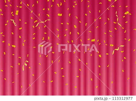 ピンクの幕　ピンクのカーテン　ピンクの幕の舞台　ヨコ 113312977