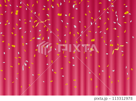 ピンクの幕　ピンクのカーテン　ピンクの幕の舞台　ヨコ 113312978