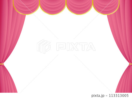 ピンクの幕 ピンクのカーテン ピンクの幕の舞台 ヨコのイラスト素材