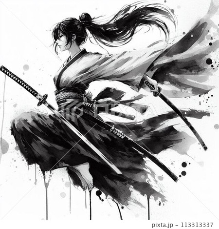 女の侍のイラスト素材 [113313337] - PIXTA