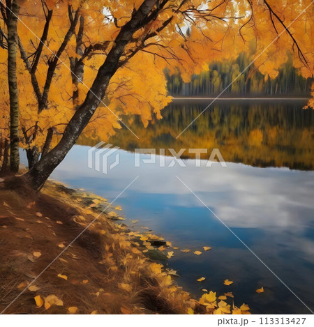 Beautiful scenery in the autumn season. AI-Generated. 113313427