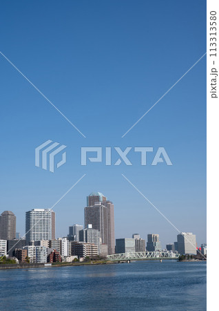 東京都豊洲周辺の運河の風景 113313580
