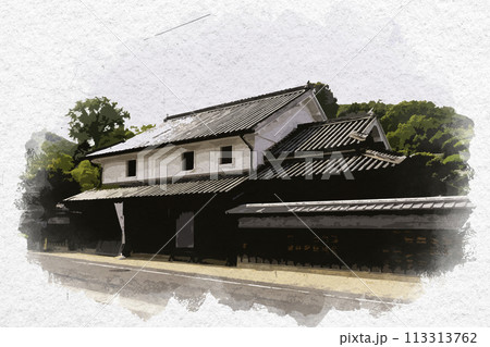 水彩画風 かもがた町家公園 岡山県浅口市 水彩画風 かもがた町家公園 岡山県浅口市 113313762