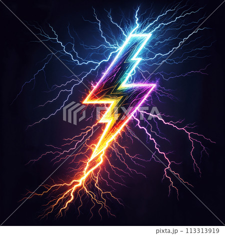 Colorful lightning bolt. 113313919