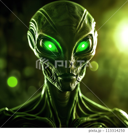 A green alien head. 113314250