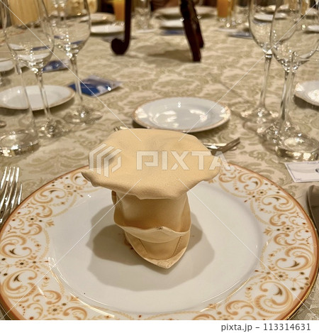 ナプキンアートと食器 113314631