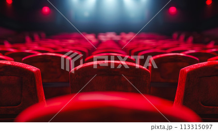 赤い座席の映画館 113315097