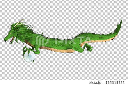 横向きのかっこいい龍のイラストのイラスト素材 [113315383] - PIXTA