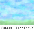 滲みが入った空色の水彩テクスチャ 113315593