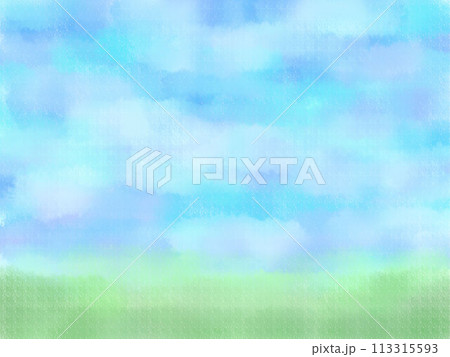 滲みが入った空色の水彩テクスチャ 113315593