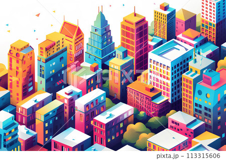 カラフルな街並みイラスト-10 カラフルな街並みイラスト-10 113315606