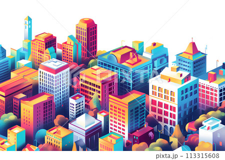 カラフルな街並みイラスト-10 カラフルな街並みイラスト-10 113315608