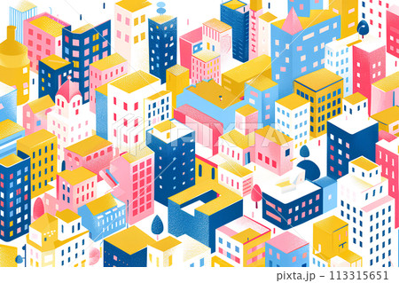 カラフルな街並みイラスト-14のイラスト素材 [113315651] - PIXTA