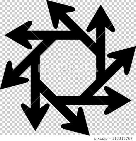 Eight monochrome arrows radiating outwards 113315767