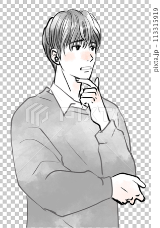 man looking up and thinking 113315919