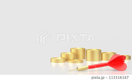 The red dart  and coins or Business concept 3d rendering. 113316187