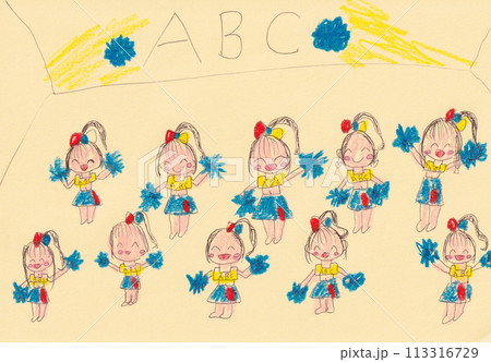 子供が描いたチアダンスの絵 113316729