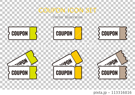 簡單優惠券圖示集的向量圖解 113316816
