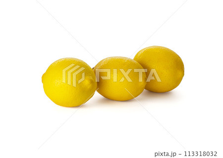 Lemon isolated on white background. Lemon fruit Clipping Path.  113318032