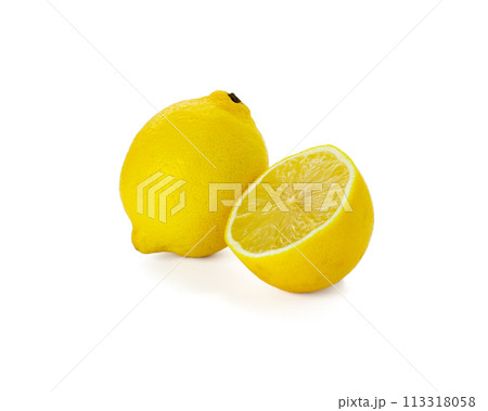 Lemon isolated on white background. Lemon fruit Clipping Path.  113318058