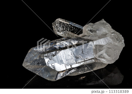 Macro mineral stone rhinestone, rock crystal on a black background Macro mineral stone rhinestone, rock crystal on a black background 113318389