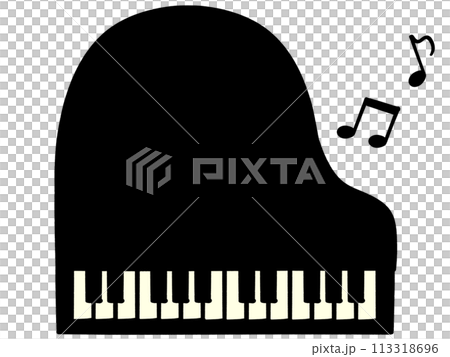 真上から見た黒いピアノのイラスト素材 113318696