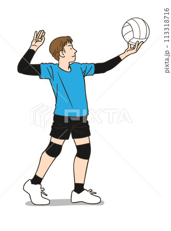 サーブを打つ前に構える男子バレーボール選手 113318716